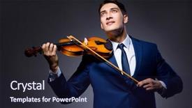  Presentation with dark - Slide deck consisting of playing violin in dark room background and a  colored foreground