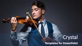  Presentation with young children playing multicultural - Slide set featuring playing violin in dark room background and a  colored foreground