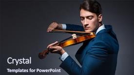  Presentation with young children playing - PPT theme having playing violin in dark room background and a  colored foreground