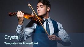  Presentation with young children playing multicultural - PPT layouts enhanced with playing violin in dark room background and a ocean colored foreground