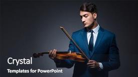  Presentation with young children playing - Slides having playing violin in dark room background and a  colored foreground