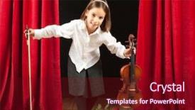  Presentation with theater stage - Presentation design enhanced with playing violin on stage theater background and a wine colored foreground