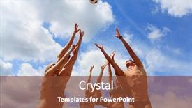  Presentation with beach volleyball - PPT theme having playing volleyball on a beach background and a  colored foreground