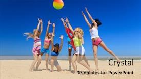  Presentation with beach ball - Amazing presentation theme having playing volleyball on the beach backdrop and a lemonade colored foreground