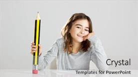  Presentation with desk - Amazing theme having playing with a big pencil backdrop and a  colored foreground