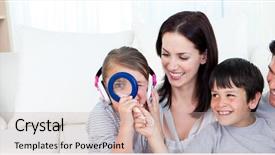  Presentation with living room family - Slide deck consisting of playing with a magnifying glass background and a  colored foreground