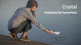  Presentation with boat - PPT theme enhanced with playing with a paper boat background and a gray colored foreground