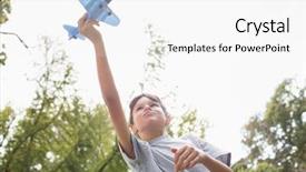  Presentation with plane - Slide set featuring playing with a toy plane background and a white colored foreground