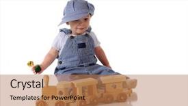  Presentation with baby toy - Presentation theme enhanced with playing with a wooden train background and a coral colored foreground