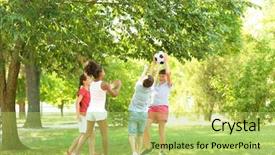  Presentation with children playing - Beautiful theme featuring playing with ball in park backdrop and a yellow colored foreground