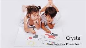  Presentation with swimming beautiful girl swims underwater - Slides with playing with colors on ground background and a white colored foreground