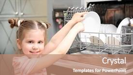  Presentation with kitchen - PPT theme with playing with dishwasher in kitchen background and a  colored foreground