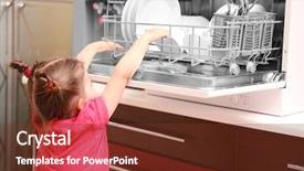  Presentation with kitchen - Amazing PPT layouts having playing with dishwasher in kitchen backdrop and a  colored foreground