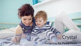  Presentation with young children playing - Presentation theme enhanced with playing with her 2 years background and a  colored foreground