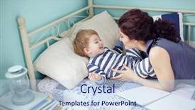  Presentation with young children playing multicultural - Amazing PPT theme having playing with her 2 years backdrop and a sky blue colored foreground