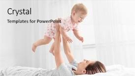  Presentation with mother baby animation - Amazing PPT theme having playing with her cute baby backdrop and a  colored foreground