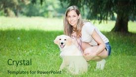  Presentation with young children playing multicultural - Beautiful slide deck featuring playing with her golden retriever backdrop and a yellow colored foreground