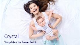  Presentation with happy baby - Slide set enhanced with playing with her small baby background and a sky blue colored foreground