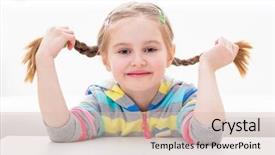  Presentation with smiling little girl - Cool new slide set with playing with her well-done backdrop and a soft green colored foreground