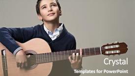  Presentation with guitar class - Beautiful slide set featuring playing with pleasure on acoustic backdrop and a gray colored foreground