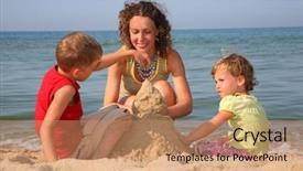  Presentation with beach ball sand dunes - Audience pleasing presentation consisting of playing with sand on beach backdrop and a coral colored foreground