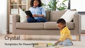  Presentation with baby blocks - Colorful presentation theme enhanced with playing with toy blocks kit backdrop and a coral colored foreground