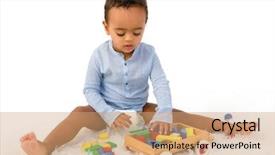  Presentation with month of march - Cool new presentation theme with playing with wooden colorful blocks backdrop and a coral colored foreground