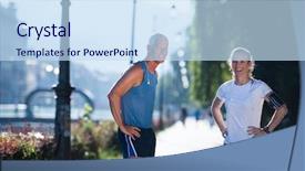  Presentation with morning sunrise - Amazing PPT theme having playlist on phone and plan backdrop and a sky blue colored foreground