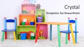  Presentation with classroom - Amazing slide deck having playroom - interior of classroom at school backdrop and a sky blue colored foreground