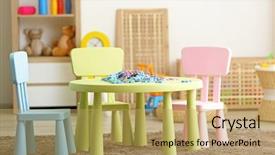  Presentation with kids playing - Beautiful PPT layouts featuring playroom - interior of colorful playing room backdrop and a yellow colored foreground
