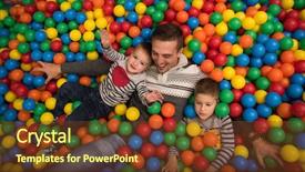  Presentation with young children - Beautiful theme featuring plays with kids at pool backdrop and a tawny brown colored foreground