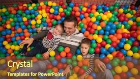  Presentation with young children - PPT layouts with plays with kids at pool background and a tawny brown colored foreground