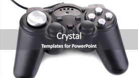  Presentation with controller - Amazing presentation design having playstation - black game controller isolated backdrop and a dark gray colored foreground