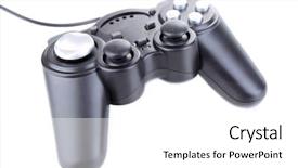  Presentation with controller - Amazing slide set having playstation - black game controller isolated backdrop and a white colored foreground