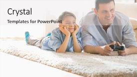  Presentation with catholic father son hoyly spirit - Amazing presentation theme having playstation - happy father and son playing backdrop and a white colored foreground