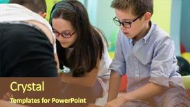  Presentation with pre diabetes screening guideline - Slides enhanced with playtime - cute pre-school boy and girl background and a tawny brown colored foreground