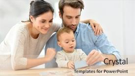  Presentation with playing cards - Audience pleasing PPT layouts consisting of playtime - parents with baby girl playing backdrop and a lemonade colored foreground