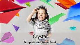  Presentation with airplane hanger - Slide deck enhanced with playtime - young boy on paper airplane background and a light gray colored foreground