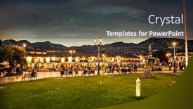  Presentation with america - Cool new slides with plaza-de-armas-in-sunset backdrop and a tawny brown colored foreground