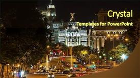  Presentation with night city - Slides with plaza de cibeles in madrid background and a wine colored foreground