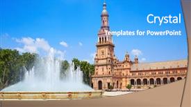  Presentation with espana - PPT layouts featuring plaza de espana andalusia spain background and a teal colored foreground