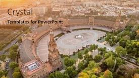  Presentation with espana - PPT theme enhanced with plaza-de-espana-at-sunrise background and a coral colored foreground