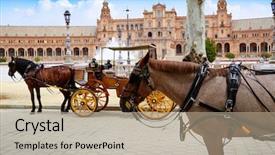  Presentation with espana - Amazing presentation theme having plaza de espana horse carriage backdrop and a mint green colored foreground