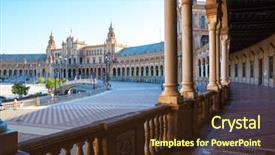  Presentation with espana - PPT theme featuring plaza de espana in sunny background and a wine colored foreground