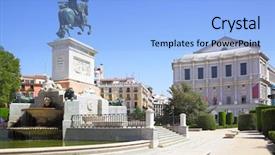  Presentation with madrid map - Cool new slide deck with plaza de oriente in madrid backdrop and a light blue colored foreground