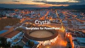  Presentation with night - Cool new slides with plaza-de-toros-de-ronda backdrop and a tawny brown colored foreground