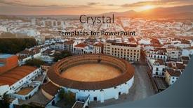  Presentation with sunrise - Theme having plaza-de-toros-de-ronda background and a coral colored foreground