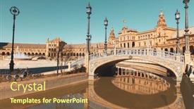  Presentation with espana - Presentation enhanced with plaza-espana-sevilla-in-andalusia background and a tawny brown colored foreground