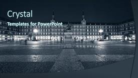  Presentation with historical building - PPT theme consisting of plaza-mayor-at-night background and a wine colored foreground