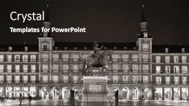  Presentation with historical building - PPT theme with plaza-mayor-at-night background and a wine colored foreground